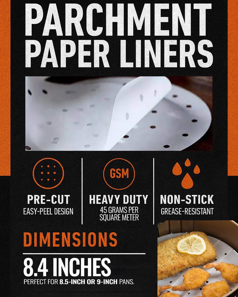 INFRAOVENS 8.4 inch Parchment Paper Rounds for Ninja Foodi 5qt, 6.5qt, 8qt Pressure Cookers, Round Sheets for Baking For Air Fryers, Pressure Cookers, Springform Pans, Steamers, Non-Stick Pre-cut Paper Liners - Image 3